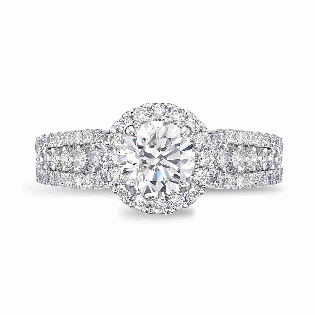 QRHA*15_00 Halo Diamond Engagement Semi-Mount Ring