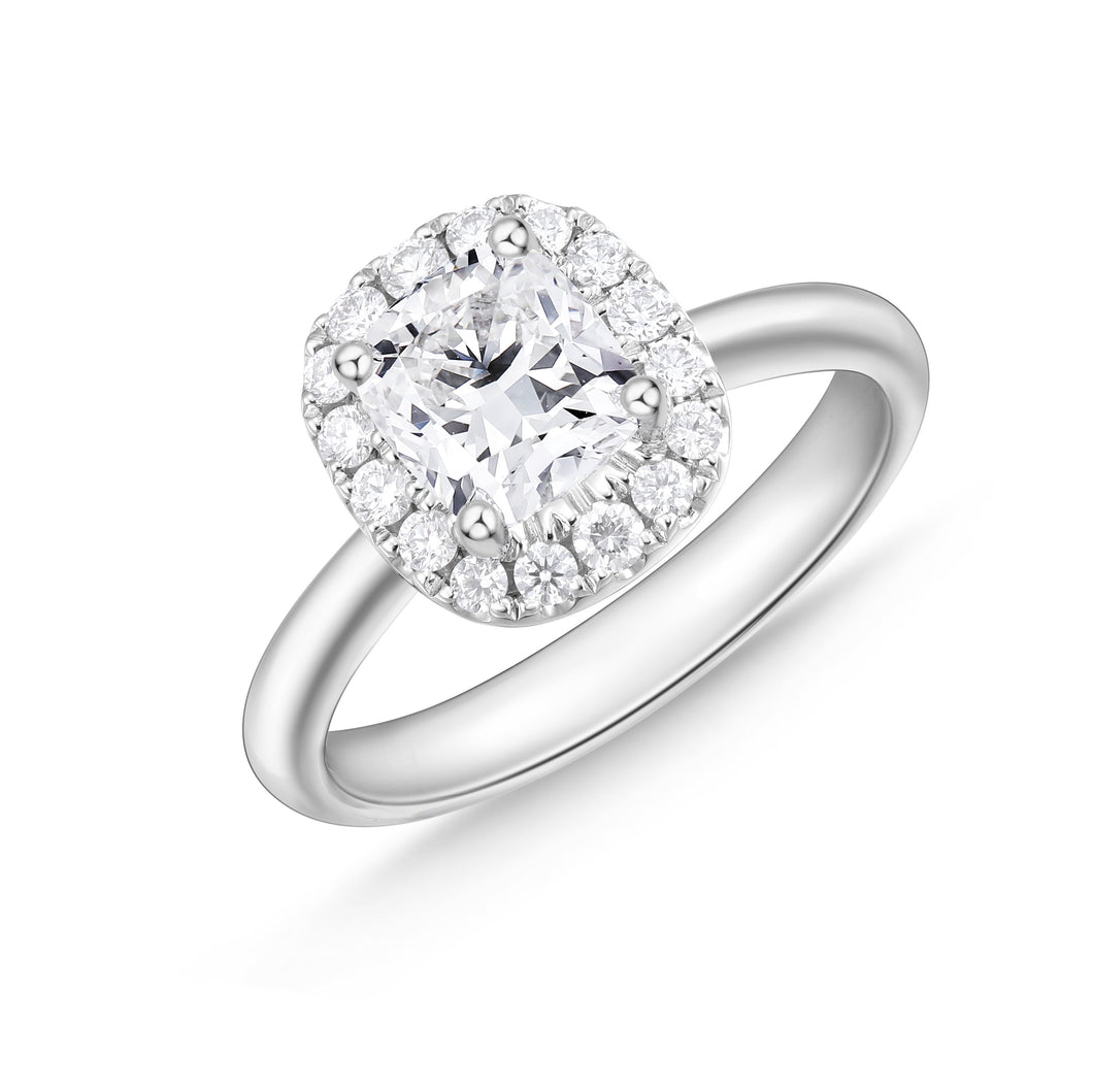 QRHA*24_00 Halo Diamond Engagement Semi-Mount Ring