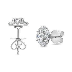 QEHA*21_00 Halo Diamond Studs Semi-Mount Earrings