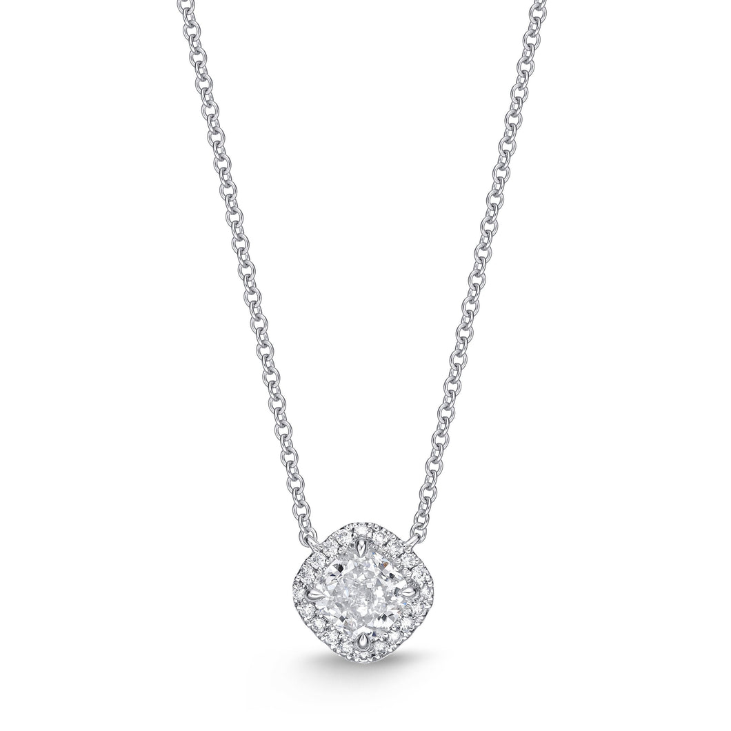 QNHA*21_00 Halo Diamond Classic Semi-Mount Necklace